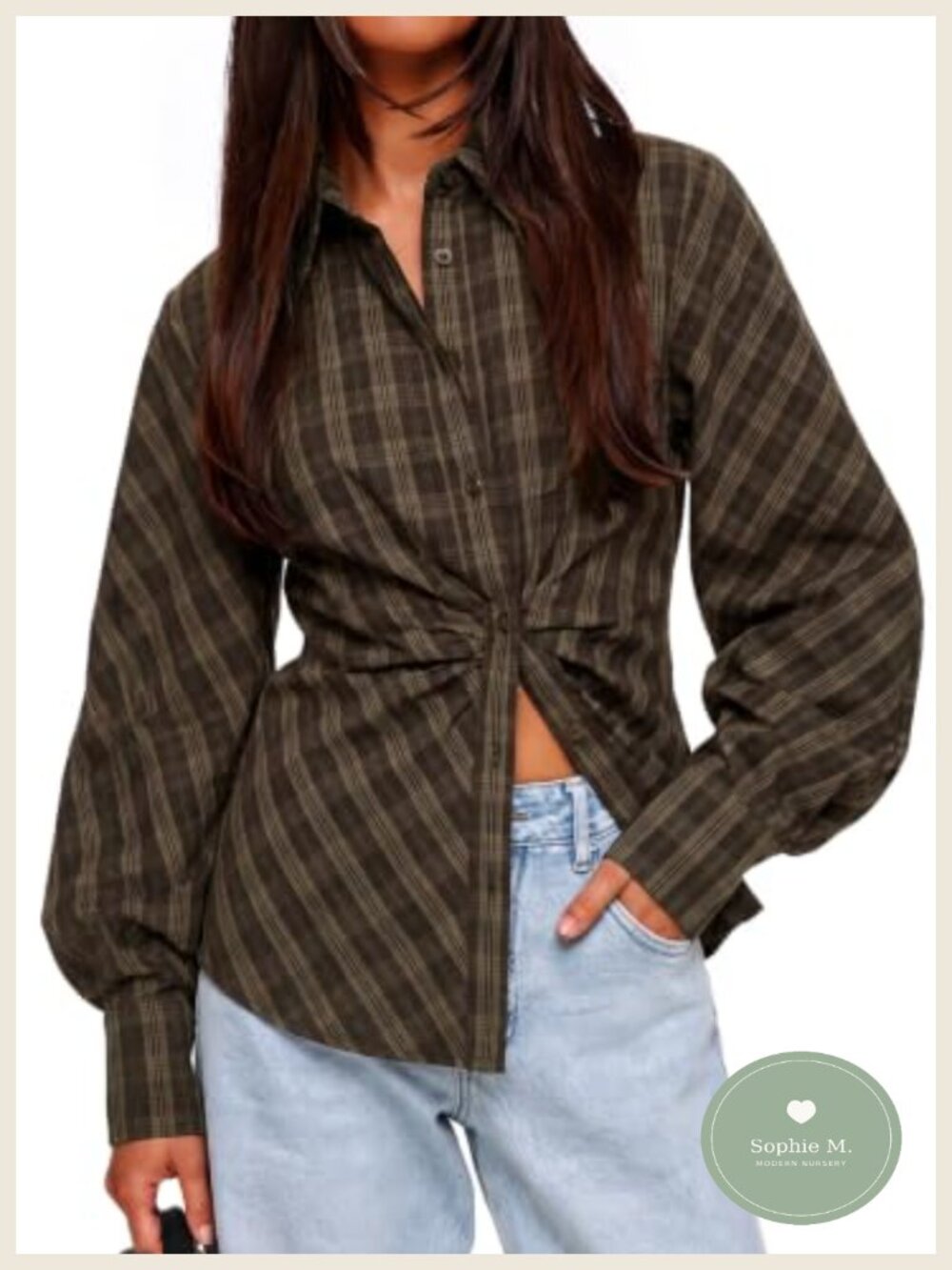 Womens Ruched Button Down Shirt Puff Sleeve Dressy Casual Blouse Cotton Cuff
